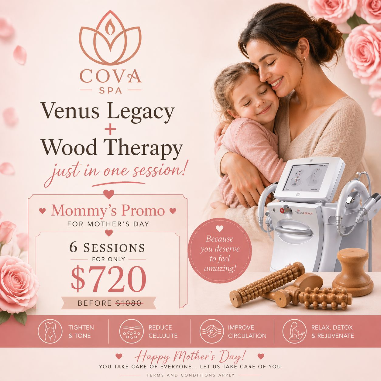 Mother's Day Promo — Venus Legacy + Wood Therapy, 6 sessions for $720